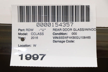 2015 - 2021 MERCEDES C300 W205 REAR RIGHT PASSENGER SIDE DOOR WINDOW GLASS OEM